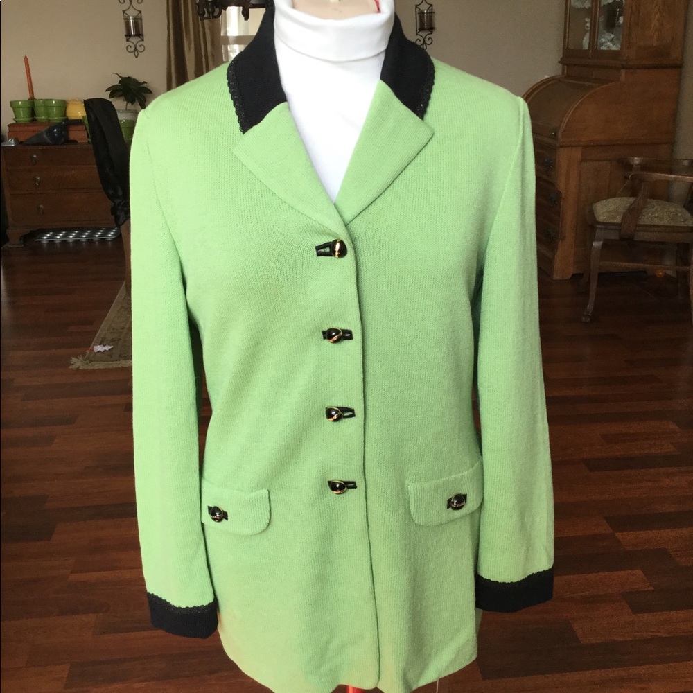 Gorgeous Green/Black St. John Knit Jacket